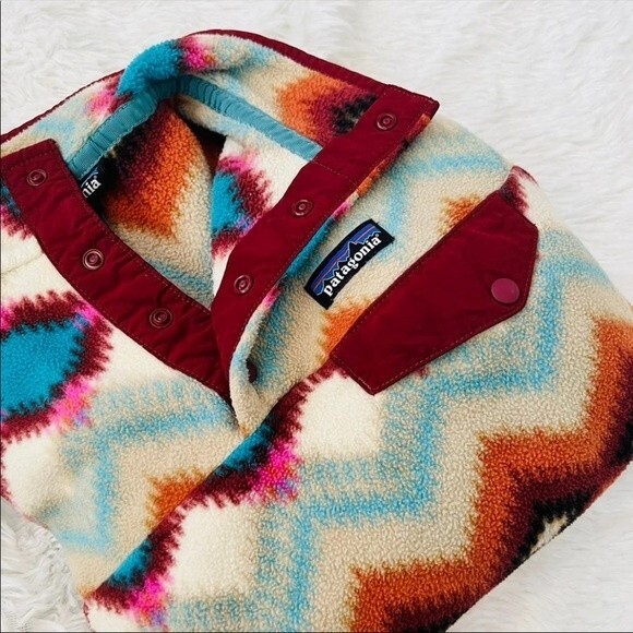 Patagonia Synchilla Snap T Fleece Aztec Timber Twist: Cinder Red Women’s xsmall - Picture 1 of 7